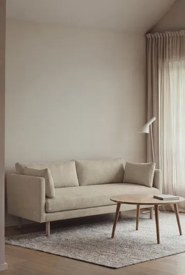 Linnevik soffa - Luiza Beige 3981-vitoljad ek, 2-sits, utan kappa - 1898
