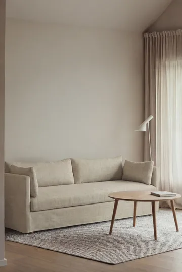 Linnevik soffa - Luiza beige 3981-vitoljad ek, 4-sits, med kappa - 1898