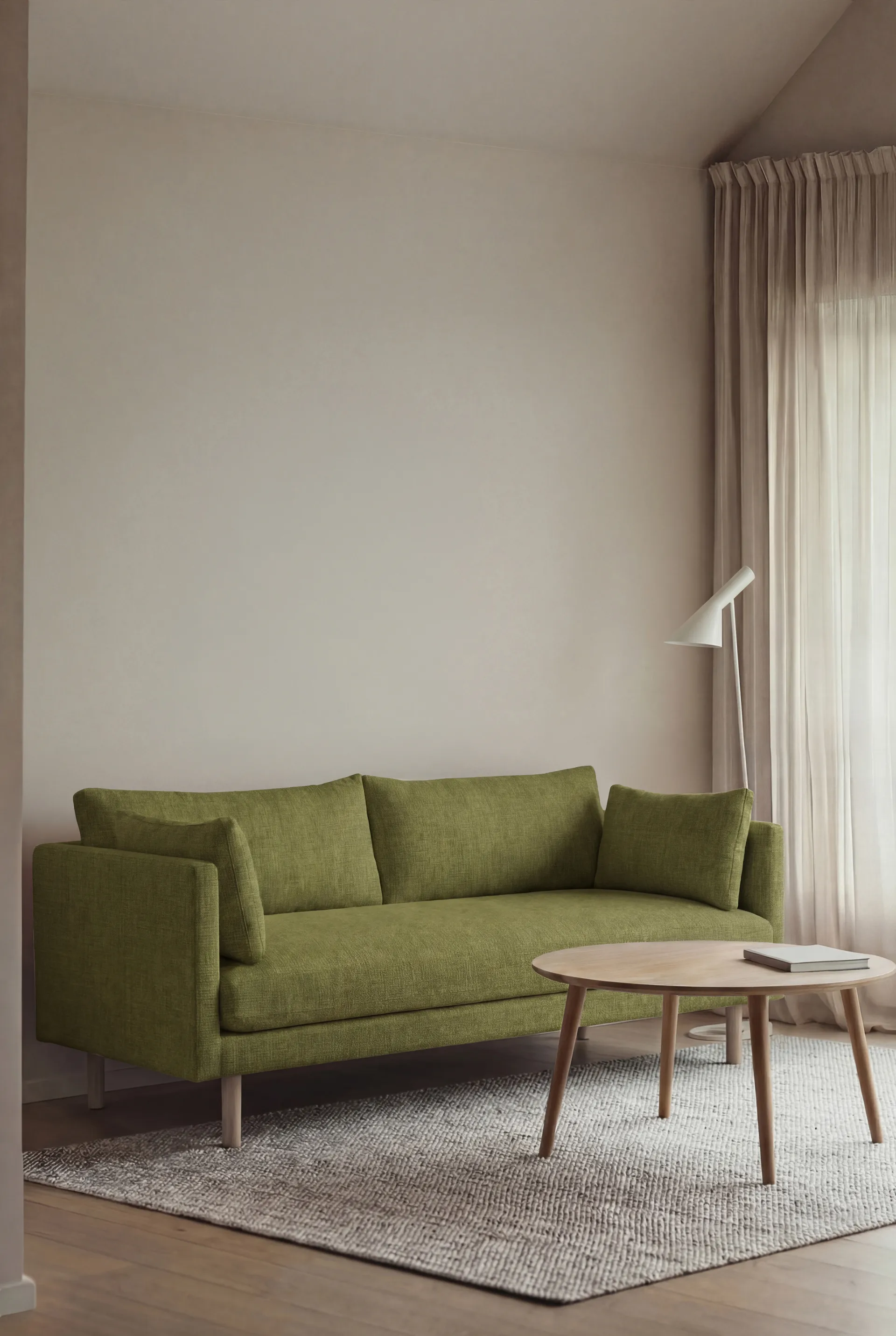 Linnevik soffa, Luiza Green 3975-vitoljad ek, 2-sits, utan kappa 1898