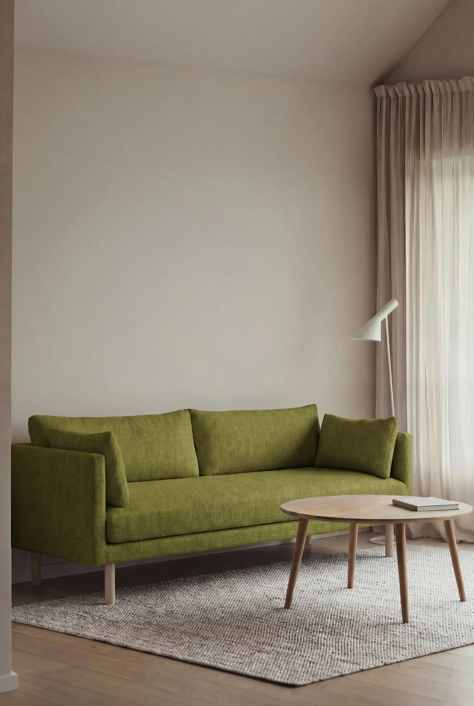 Linnevik soffa, Luiza Green 3975-vitoljad ek, 3-sits, utan kappa 1898