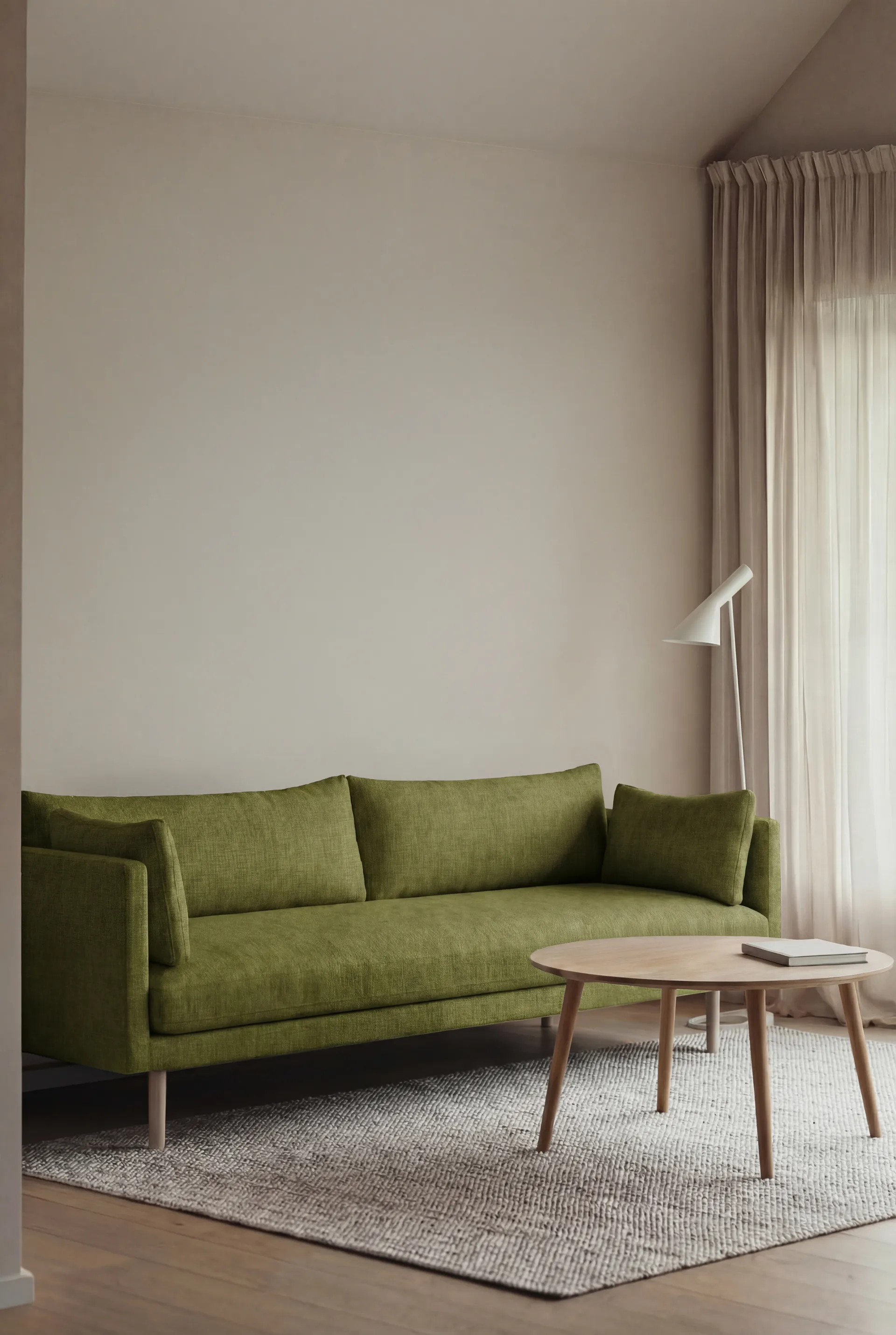 Linnevik soffa, Luiza Green 3975-vitoljad ek, 4-sits, utan kappa 1898