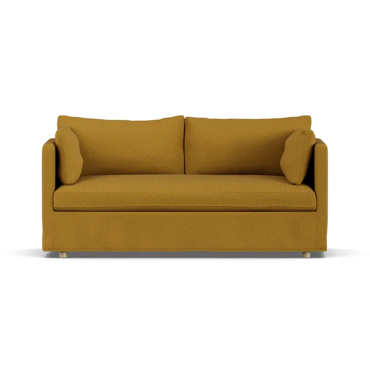Linnevik soffa - Luiza Mustard 3972-vitoljad ek, 2-sits, med kappa - 1898