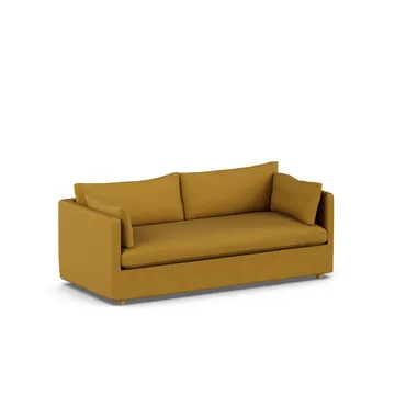 Linnevik soffa - Luiza Mustard 3972-vitoljad ek, 3-sits, med kappa - 1898