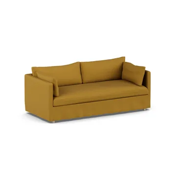 Linnevik soffa - Luiza Mustard 3972-vitoljad ek, 3-sits, med kappa - 1898
