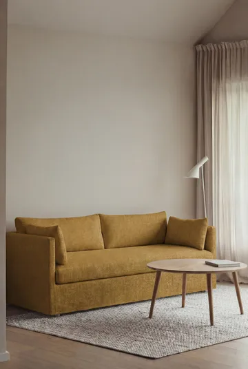 Linnevik soffa - Luiza Mustard 3972-vitoljad ek, 3-sits, med kappa - 1898