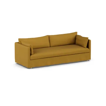 Linnevik soffa - Luiza Mustard 3972-vitoljad ek, 4-sits, med kappa - 1898