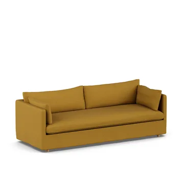 Linnevik soffa - Luiza Mustard 3972-vitoljad ek, 4-sits, med kappa - 1898