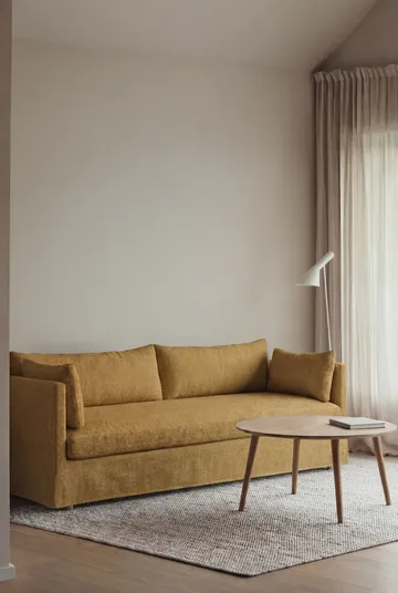 Linnevik soffa - Luiza Mustard 3972-vitoljad ek, 4-sits, med kappa - 1898