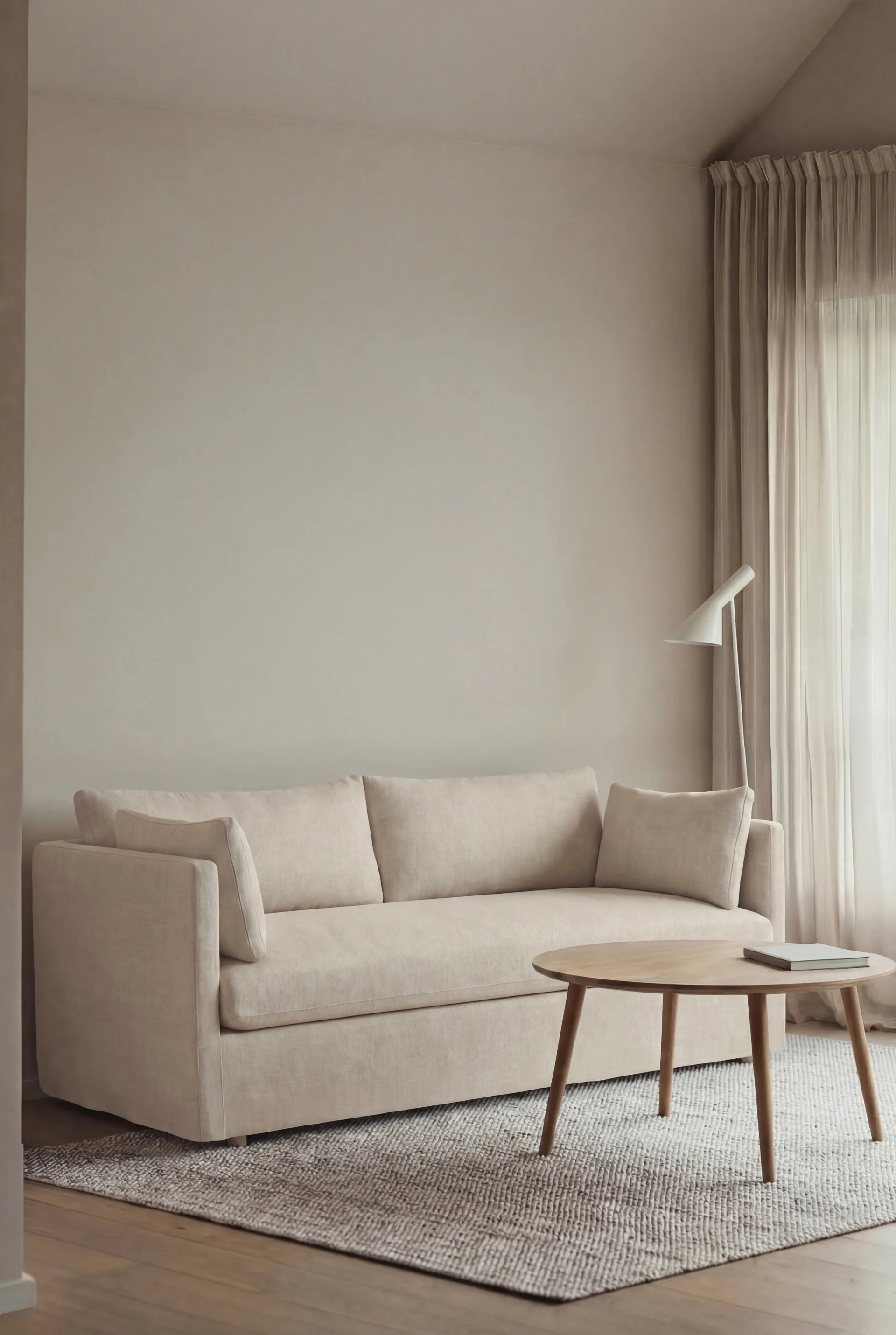 Linnevik soffa, Same Beige 6670-vitoljad ek, 2-sits, med kappa 1898