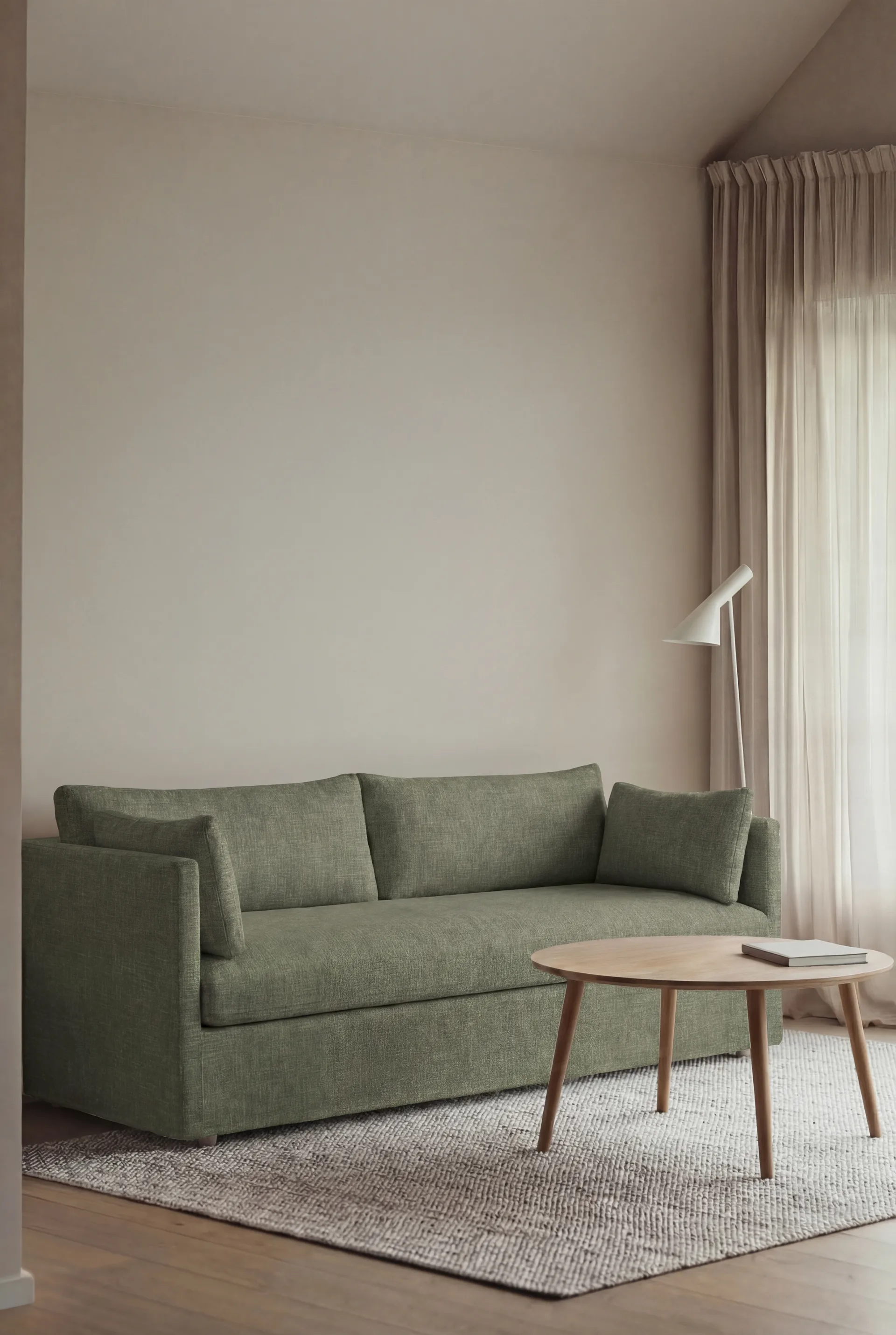 Linnevik soffa, Same Forest 6677-vitoljad ek, 3-sits, med kappa 1898