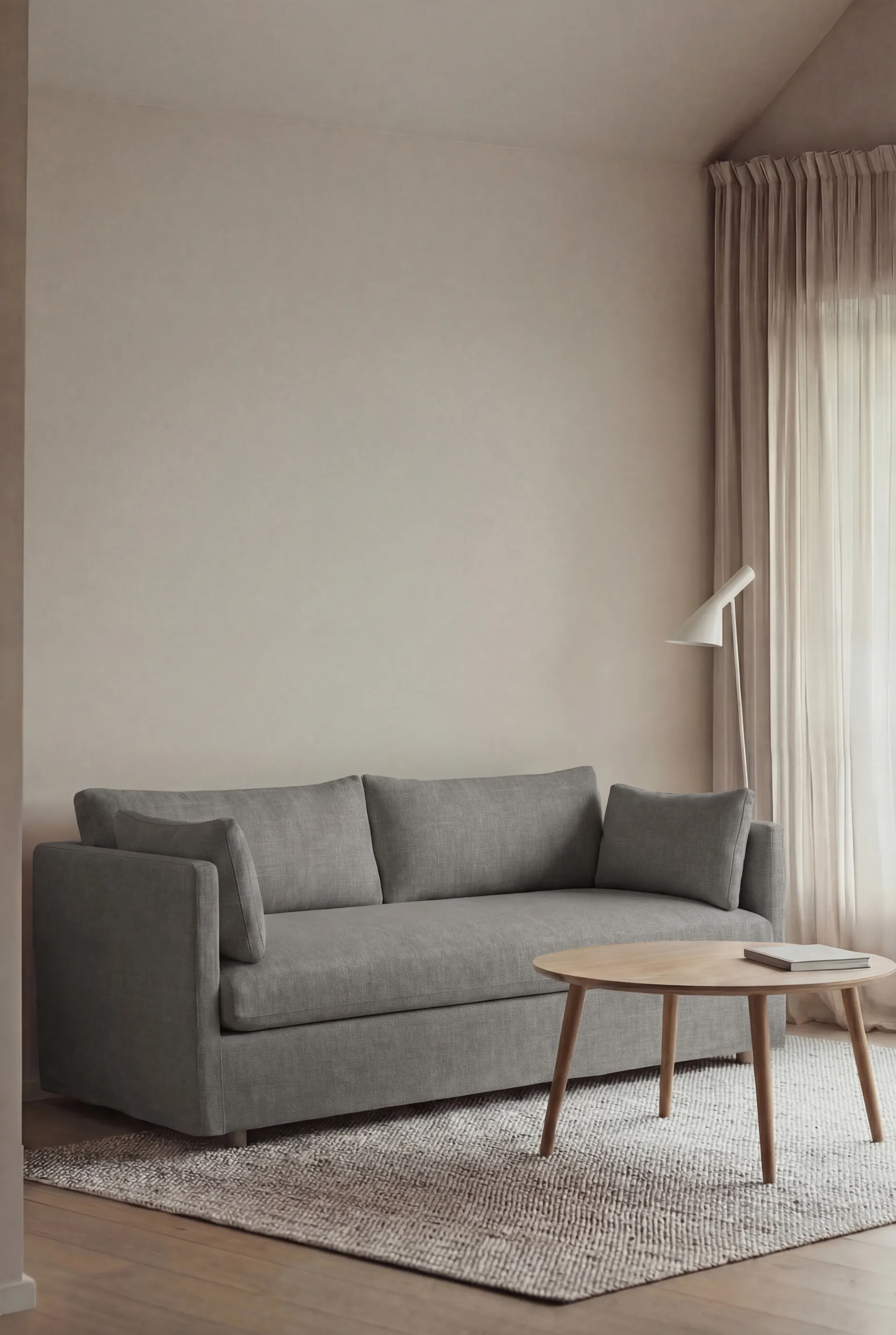 Linnevik soffa, Same Grey 6673-vitoljad ek, 2-sits, med kappa 1898