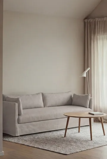 Linnevik soffa - Same Grey 6673-vitoljad ek, 4-sits, med kappa - 1898