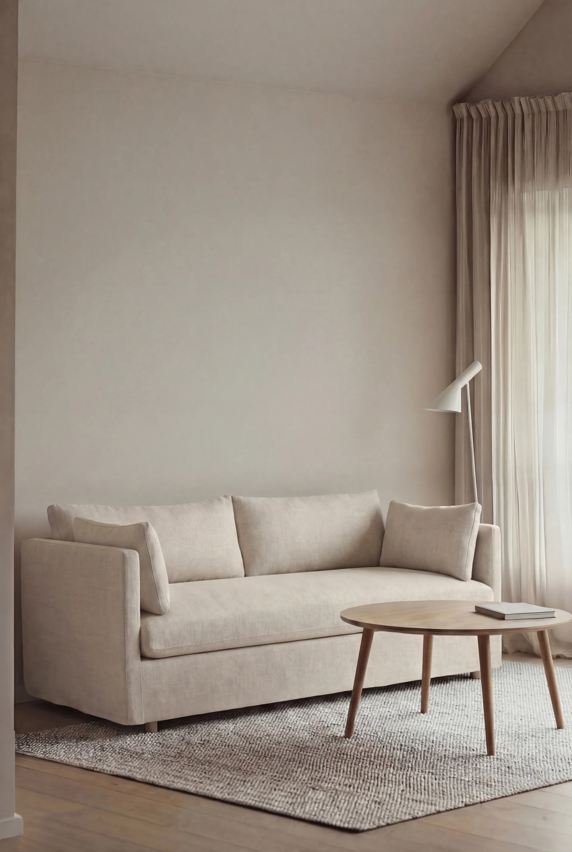 Linnevik soffa, Same Off White 6671-vitoljad ek, 2-sits, med kappa 1898