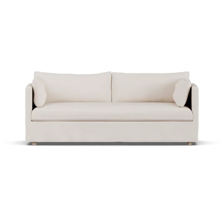 Linnevik soffa - Same Off White 6671-vitoljad ek, 3-sits, med kappa - 1898