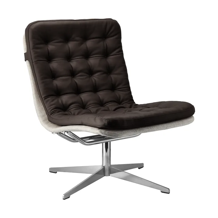 Loholm fåtölj med snurrfunktion - Mörkbrunt läder-Bern Beige 0341 - 1898