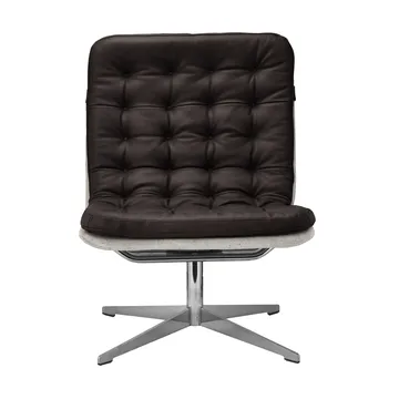 Loholm fåtölj med snurrfunktion - Mörkbrunt läder-Bern Beige 0341 - 1898