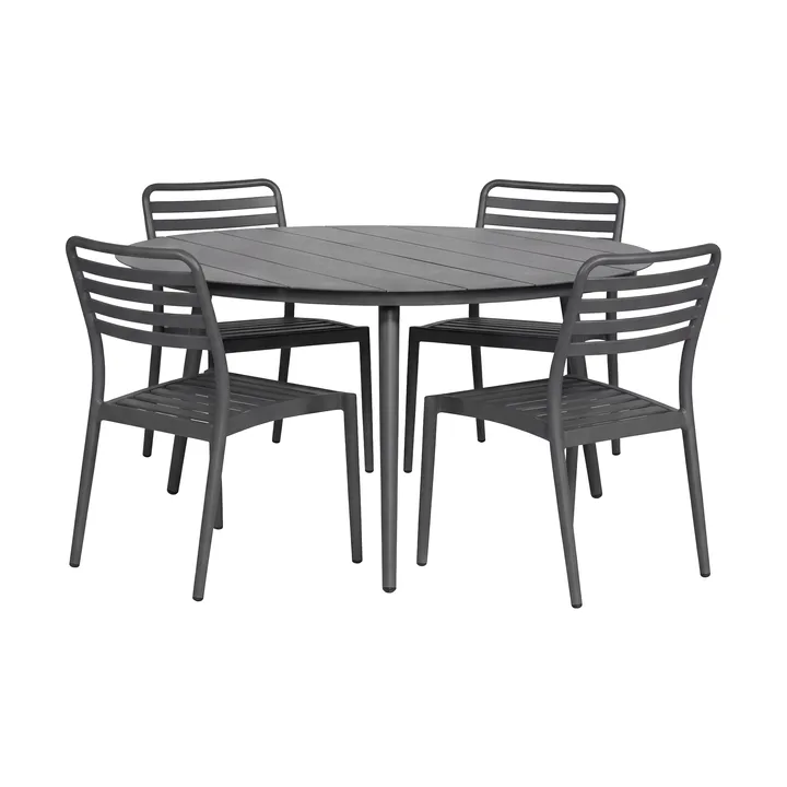 Marsala matbord Ø140 cm + 4 st Messina stol, Anthracite - 1898