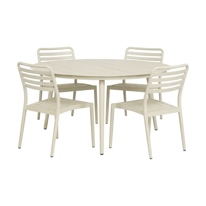 Marsala matbord Ø140 cm + 4 st Messina stol, Off white - 1898