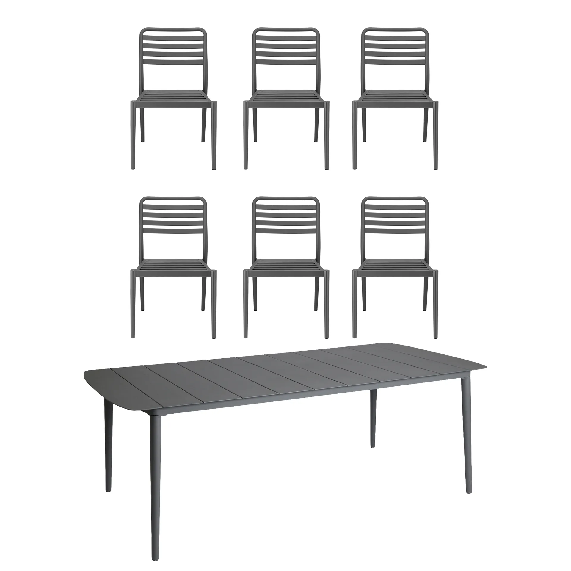 Marsala matbord 208x100 cm + Messina stol 6 st, Anthracite,  1898