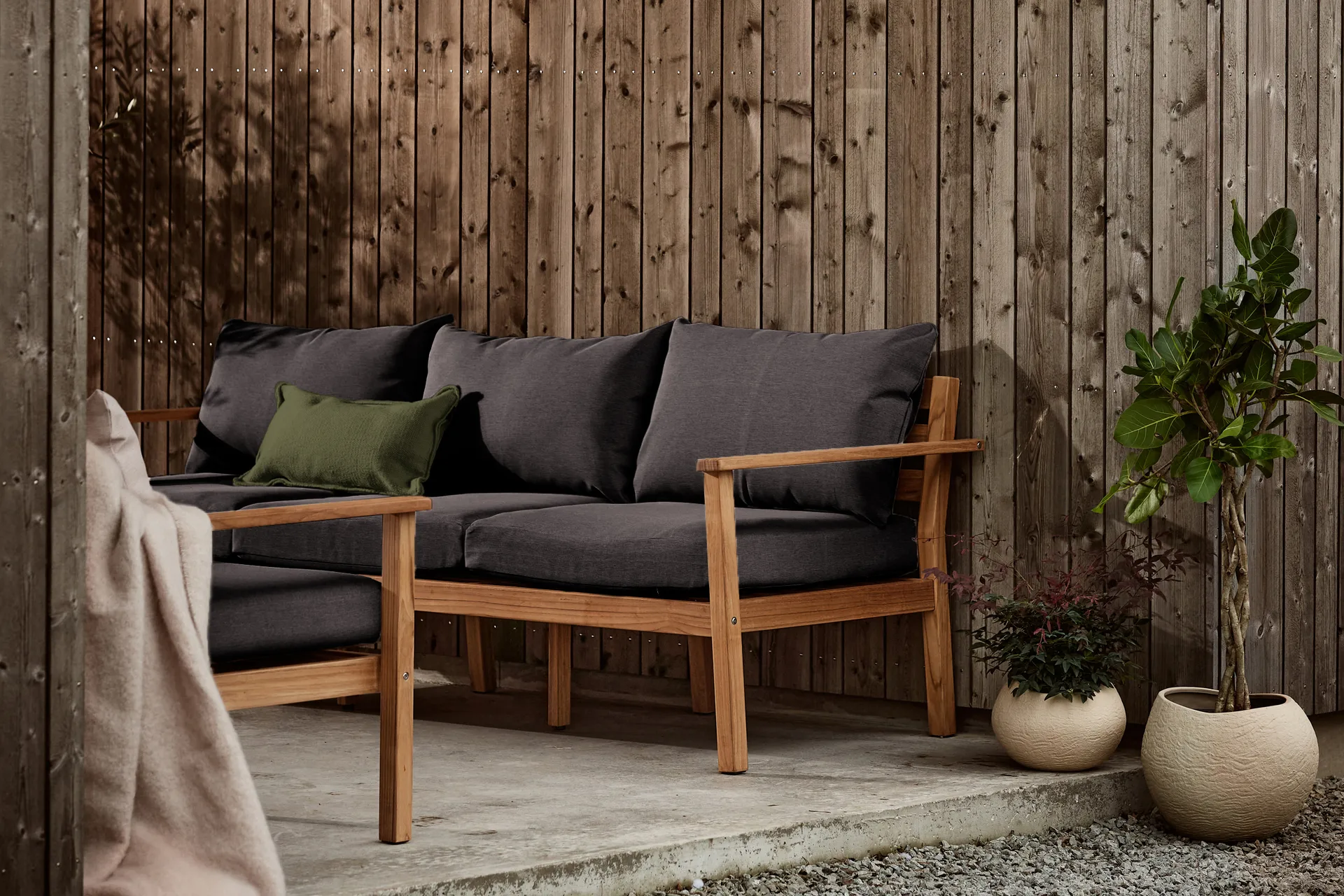 Stockaryd soffa 3-sits teak/dark grey,  1898
