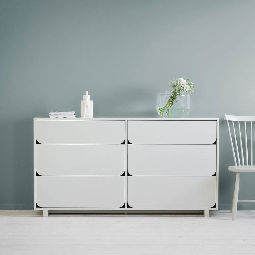 Vidja dubbel byrå, sand, 6 lådor 1898