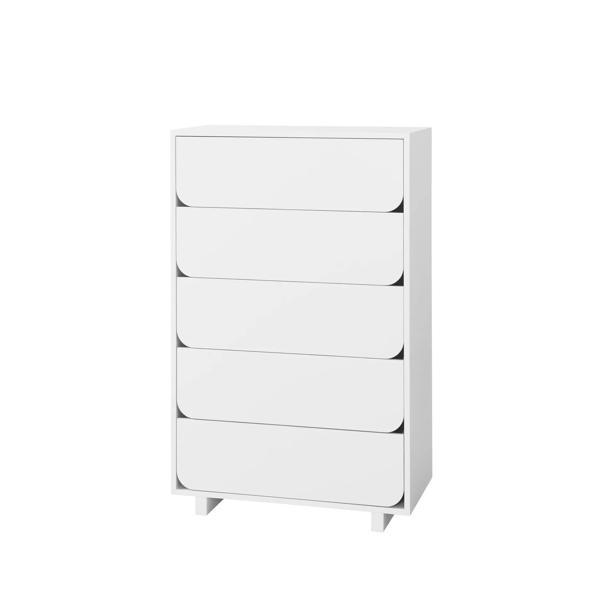 Vidja hög byrå, vit lack, 5 lådor 1898