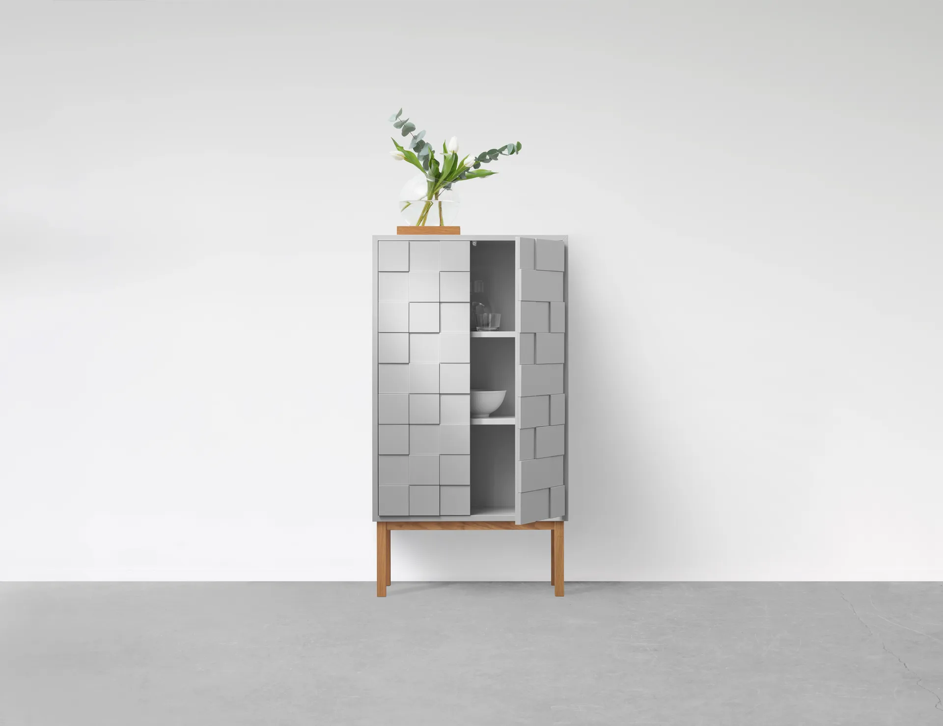 A2 collect 2010 skåp benram i vitoljad ek, Ljusgrå A2