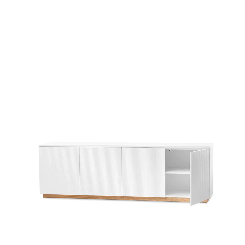 Beam sideboard, vit lack, sockel i oljad ek A2
