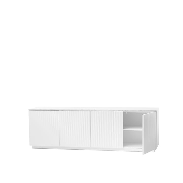 Beam sideboard - vit lack, vit sockel, toppskiva i carrara marmor - A2