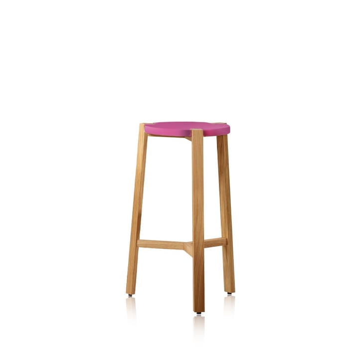 Happy barstol låg - cerise, ekben - A2