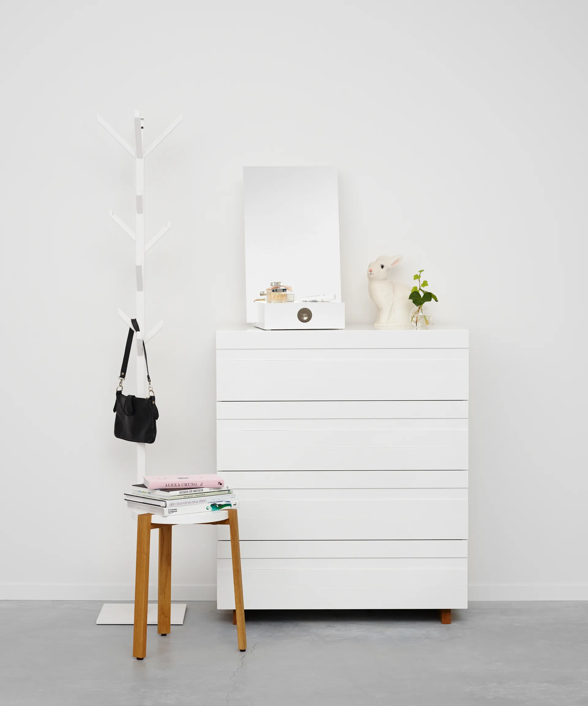 Me bordsspegel med förvaring, Vit, 34x57x30 cm A2