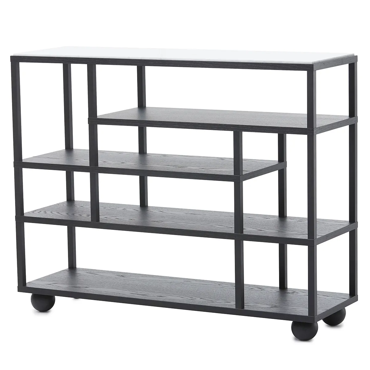 Show hylla med marmortopp, Svartbetsad ek A2