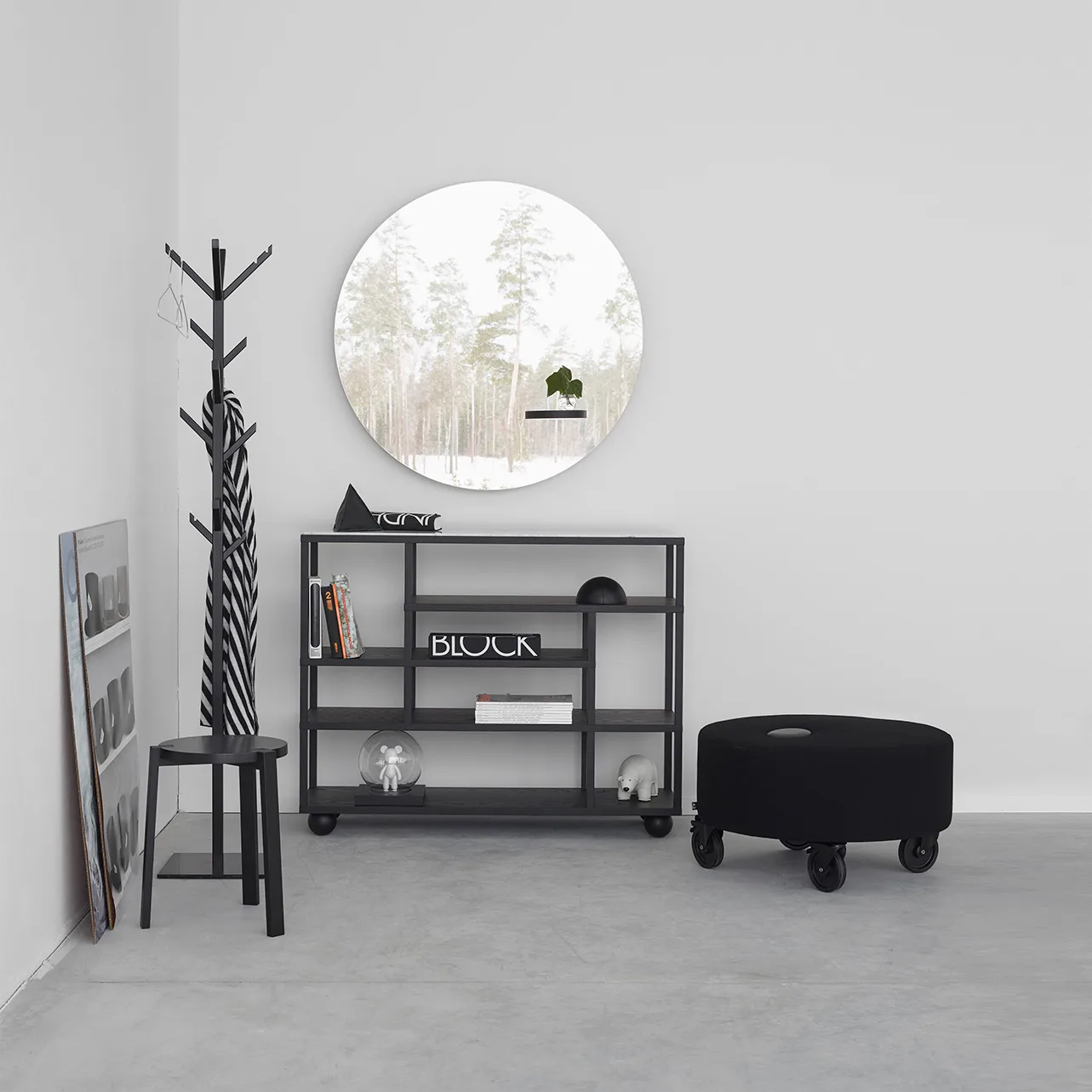 Show hylla med marmortopp, Svartbetsad ek A2