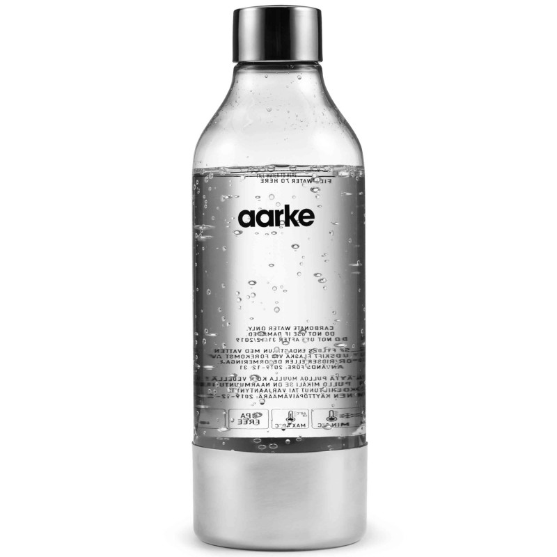 Aarke PET vattenflaska 1 L Polerat stål | Skandinavisk Design | Kolsyremaskiner & tillbehör | Transparent