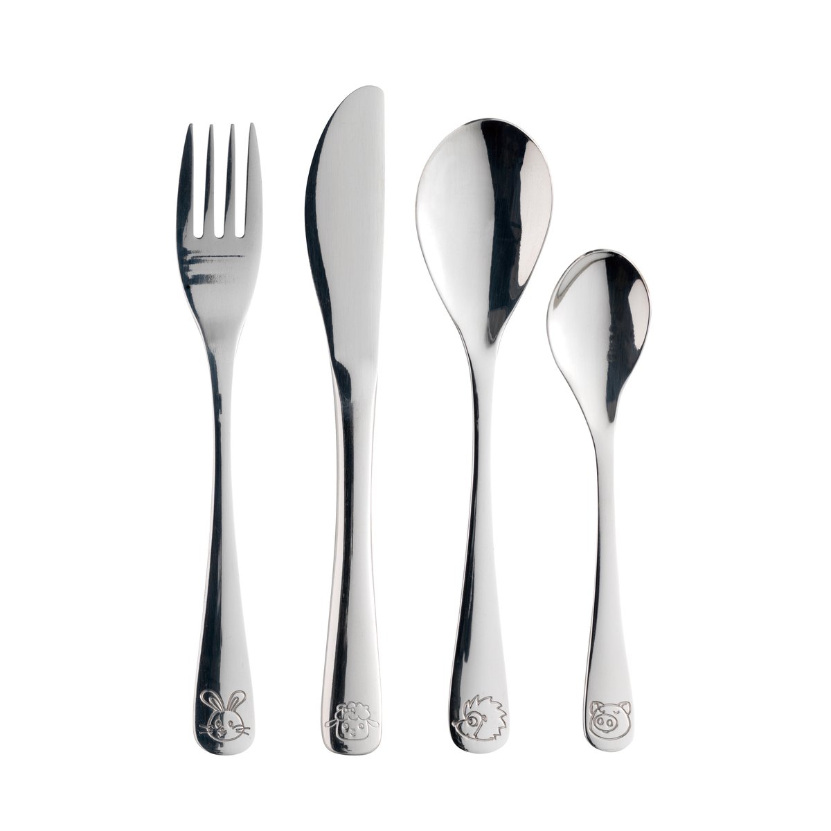 Aida barnbestick 4 delar Steel | Skandinavisk Design | Barnbestick | Silverfärgad