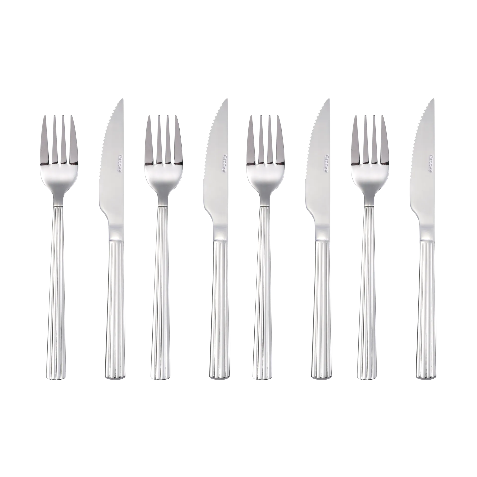 Groovy bestickset 8 delar, Rostfritt stål Aida
