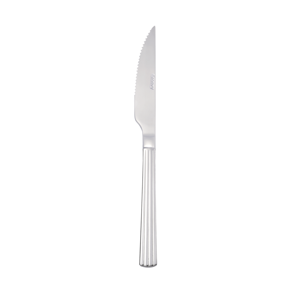 Aida Groovy stekkniv Rostfritt stål | Skandinavisk Design | Grillbestick | Silverfärgad