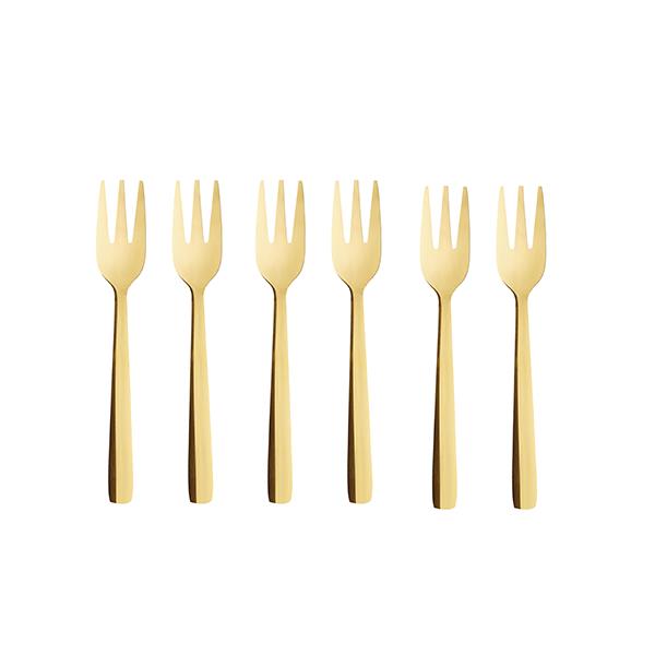 Aida Raw dessertgaffel 6-pack Guld | Skandinavisk Design | Teskedar & Kaffeskedar | Guldfärgad