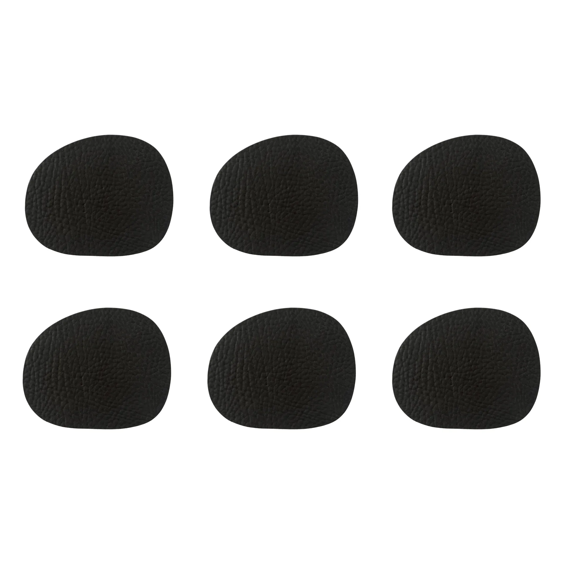 Raw glasunderlägg läder 6-pack, Black buffalo (svart) Aida