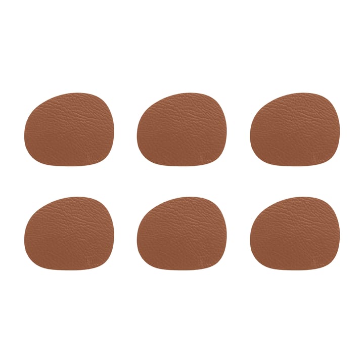 Raw glasunderlägg läder 6-pack - Cinnamon brown (brun) - Aida