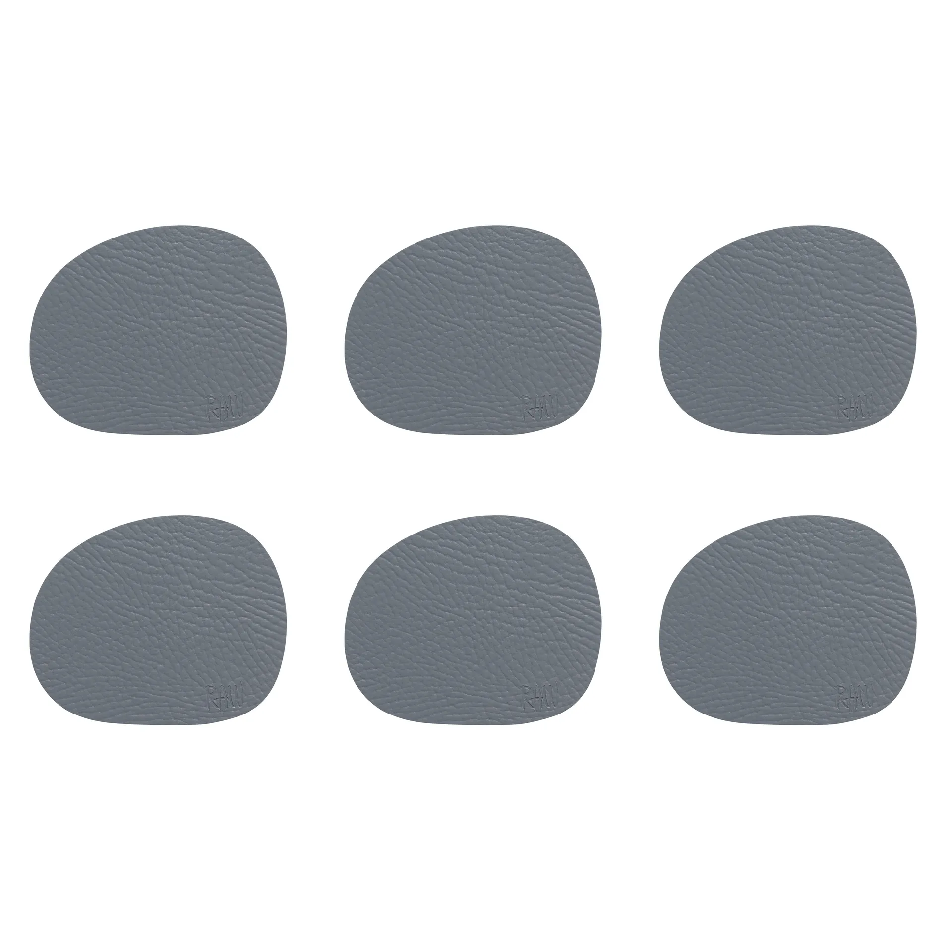 Raw glasunderlägg läder 6-pack, Grey buffalo (grå) Aida