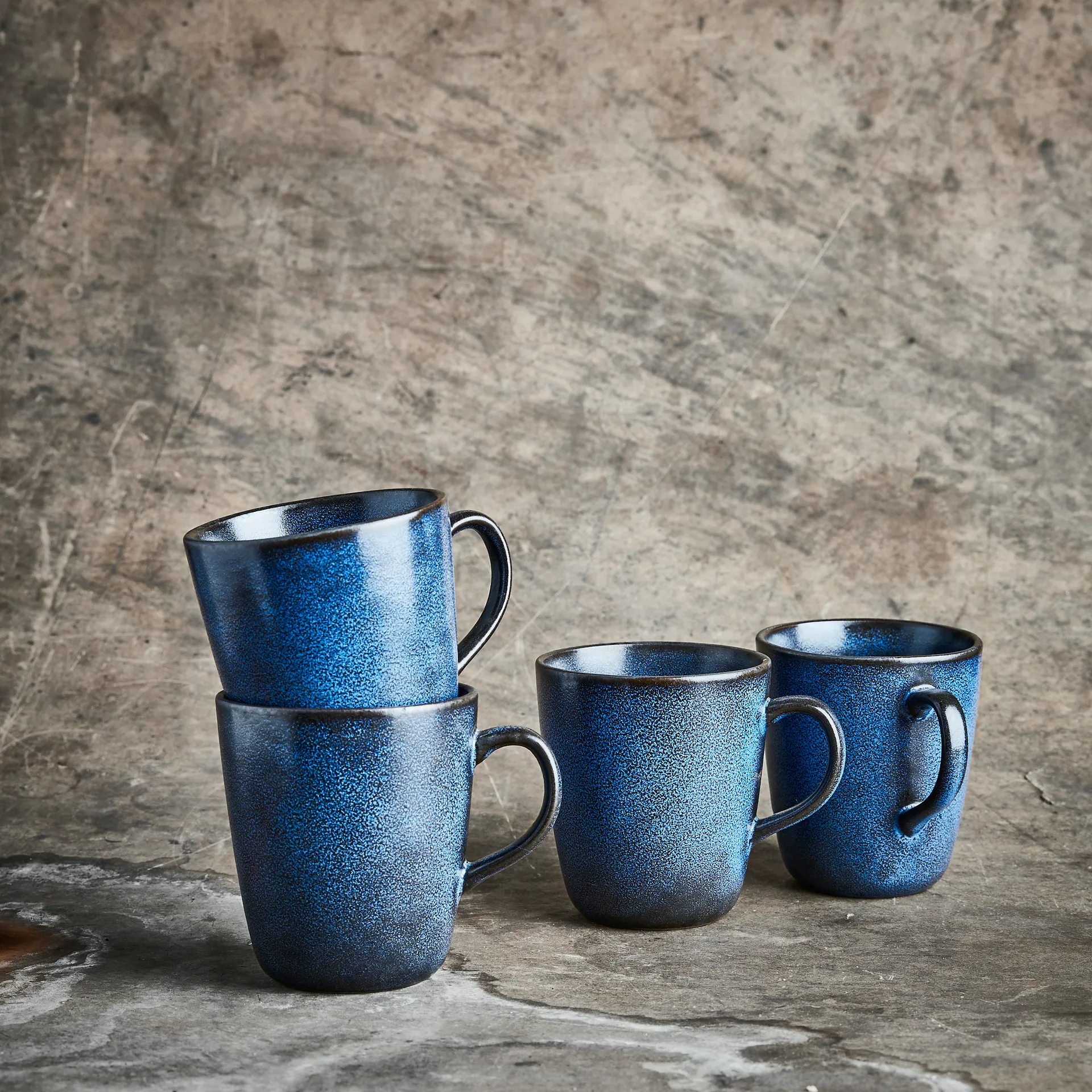 Raw mugg med handtag 35 cl 4-pack, Midnight blue Aida