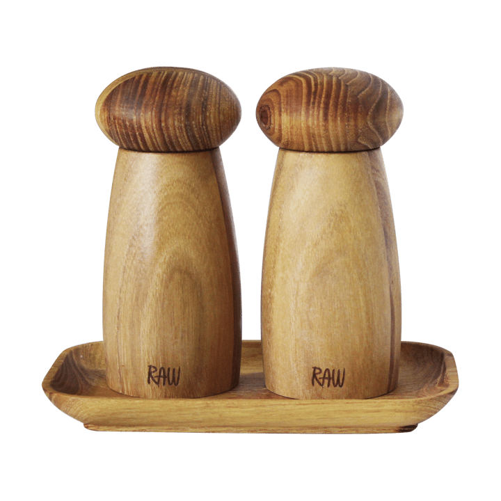 Raw salt & pepparskvarn inkl bricka - Teak - Aida