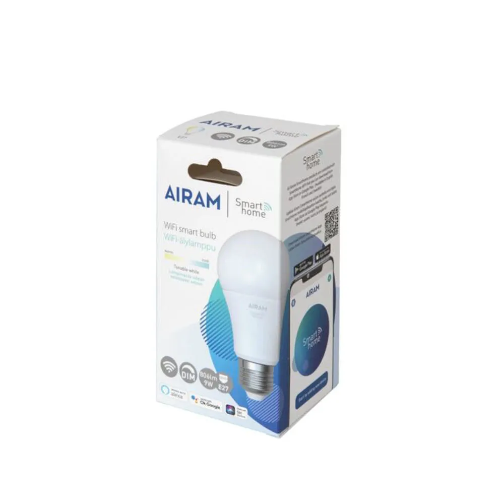 Airam Smarta Hem LED-normal ljuskälla, vit e27, 9w Airam