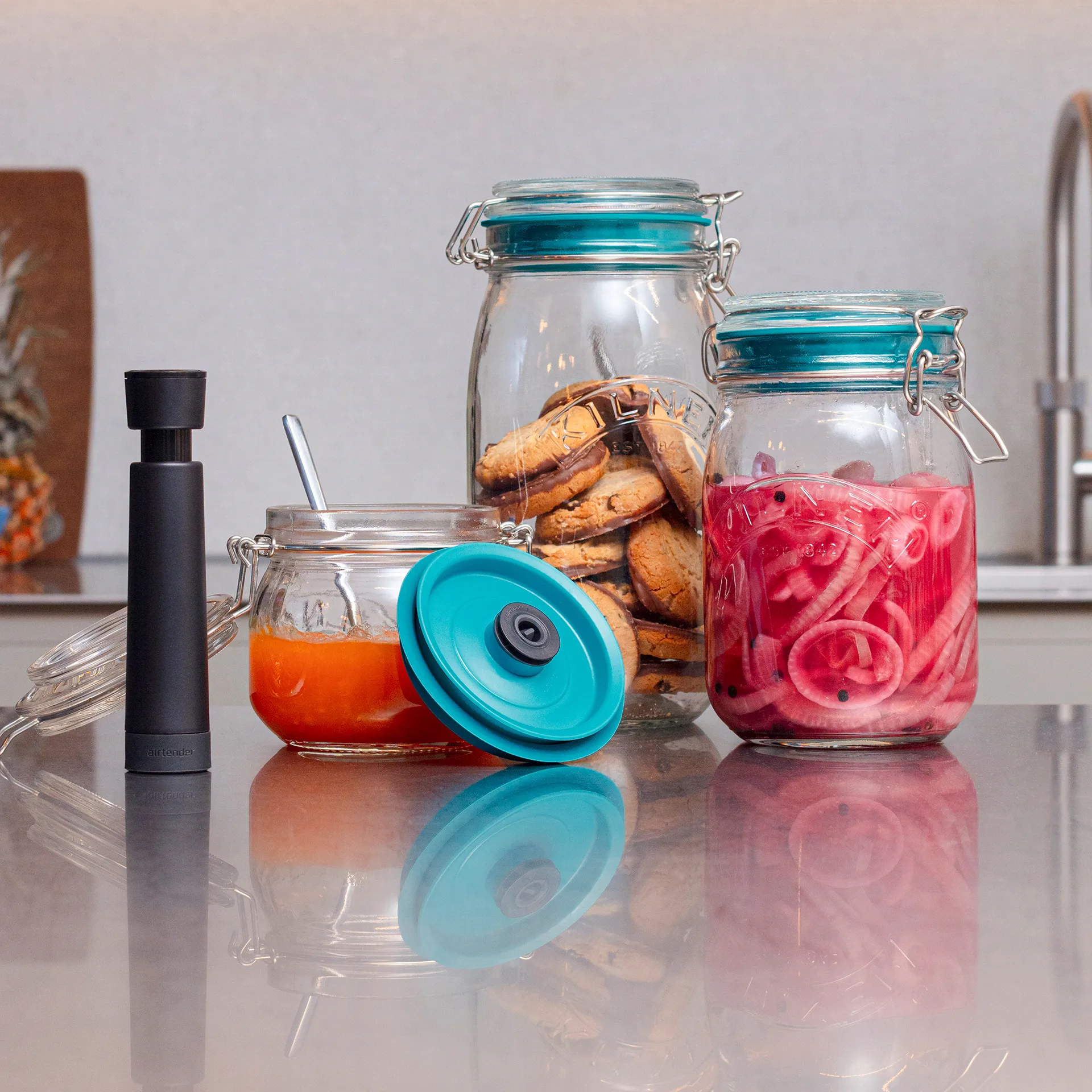 Airtender vakuumförslutare burkar 3-pack, 1,5L Airtender