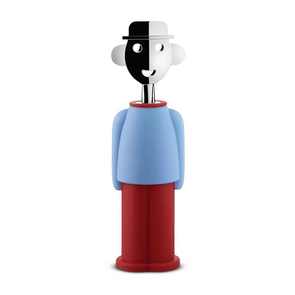 Alessi Alessandro M. korkskruv Ljusblå-röd | Skandinavisk Design | Flasköppnare & Förslutning | Silverfärgad