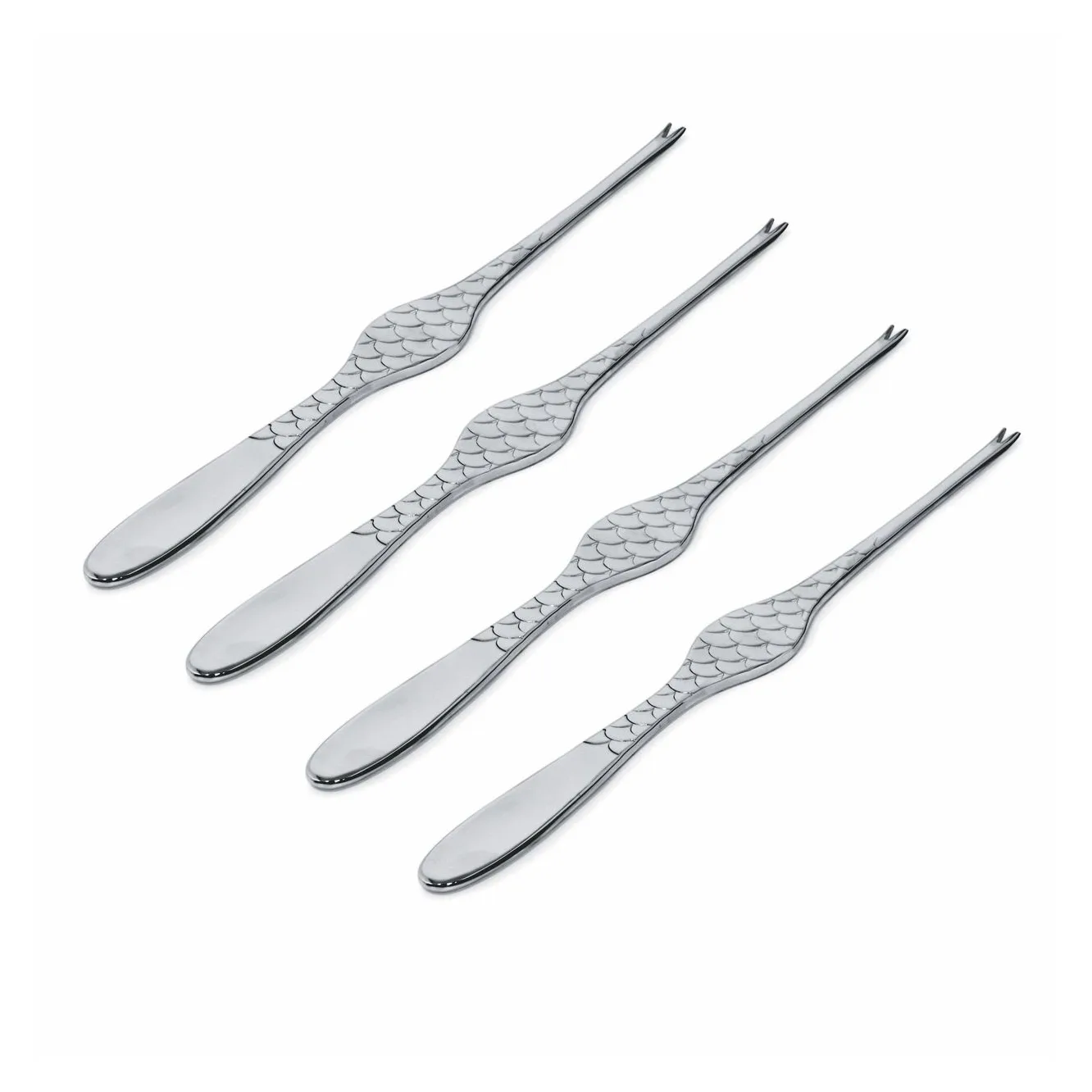 Colombina Fish skaldjursgaffel 4-pack, Rostfritt stål Alessi