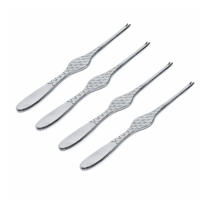 Colombina Fish skaldjursgaffel 4-pack - Rostfritt stål - Alessi