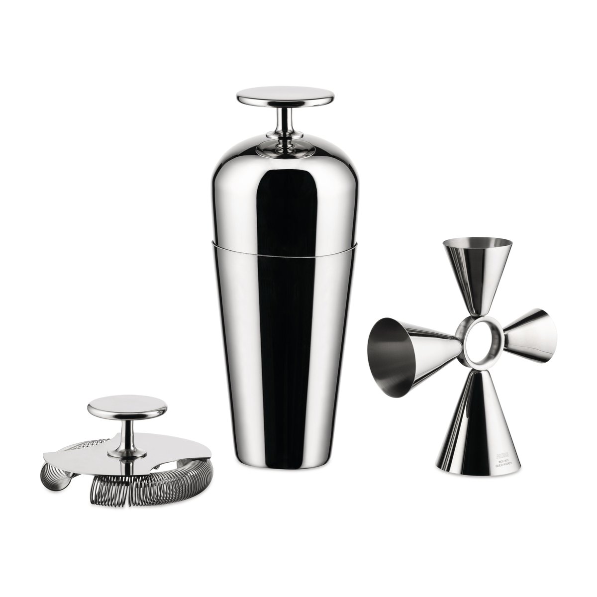 Alessi Mixerset 3 delar | Skandinavisk Design | Shakers | Silverfärgad