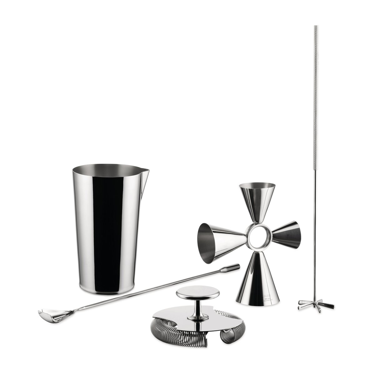 Alessi Mixerset 5 delar | Skandinavisk Design | Shakers | Silverfärgad